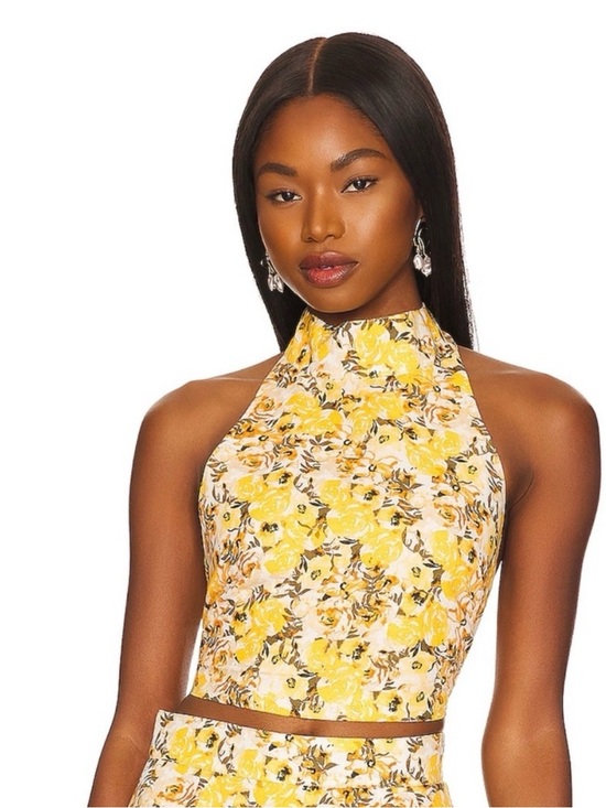 Something Navy Tops - REVOLVE Something Navy Floral Halter Top in Cream Multi Size Medium